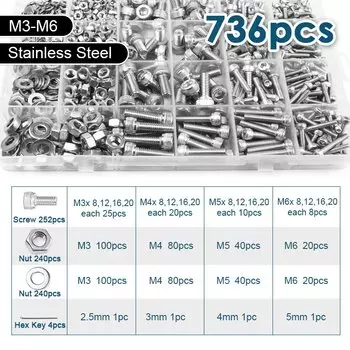HOWSHENG Комплект болтов и гаек из нержавеющей стали 1403/736 шт.