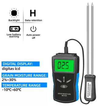 HP-8032G Digital Grain Moisture Meter - Portable LCD Display 2-30% Humidity Tester - Fast & Accurate for Wheat Wood Corn Rice