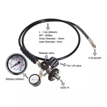 HPA 400 бар/6000 фунтов на квадратный дюйм, наполнительная станция для резервуара с сжатым воздухом, Подключение клапана для бутылки из углеродного волокна для транспортировки газа или заправки резервуара