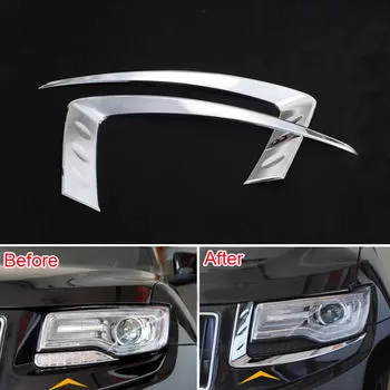Хромированная накладка на переднюю фару из АБС-пластика, декоративные молдинги для Jeep Grand Cherokee 2014-2016