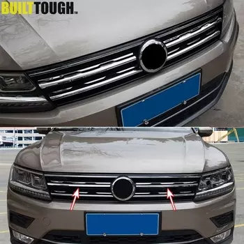 Хромированная передняя сетчатая решетка-бампер для VW Tiguan Mk2 2016 2017-2021, накладка на капот, гарнир, литье, Стайлинг, защита