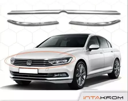 Хромированная полоса для фар Volkswagen Passat B8 + передняя решетка радиатора-2015-2019, аксессуар для стайлинга, блестящий комплект коромысла, спойлер