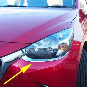 Хромированные накладки на фары для Mazda 2 Demio 2015 2016 2017 2018 2019, полоски для фар, аксессуары