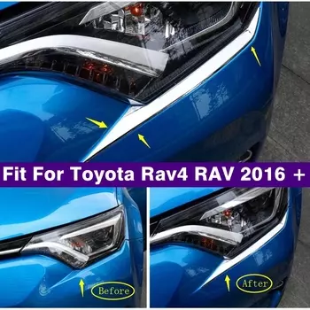 Хромированные передние фары, лампы для век, полоски для бровей, накладка, подходит для Toyota RAV4 Rav 4 2016-2018, автомобильные аксессуары