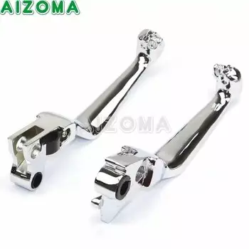 Хромированные рычаги с широким лезвием и черепом, рычаг сцепления ручного тормоза мотоцикла для Harley Dyna Softail Touring Road King Iron 883 Sportster