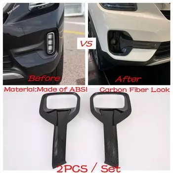 Хромированный передний задний бампер, противотуманные фары, накладка, 2 шт., подходит для Kia Seltos 2019 2020 2021, автомобильная защита из углеродного волокна