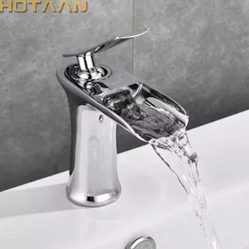 Хромированный смеситель для ванной комнаты, водопад, смеситель для раковины, смеситель из твердой латуни, медный смеситель для горячей и холодной воды, кран с водопроводной трубой, Torneira