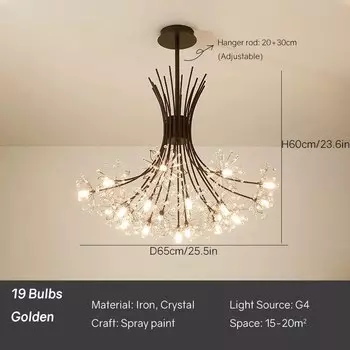 Хрустальная LED люстра MAVELUX, золото/черный