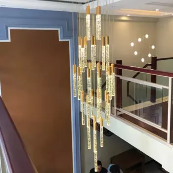 Хрустальная люстра с длинной лестницей, роскошный Декор для дома, гостиной, столовой, отеля, высокий потолочный декоративный подвесной светильник, светодиодная лампа