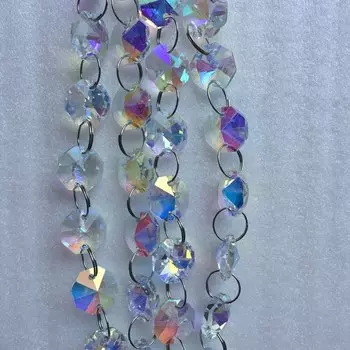 Хрустальные восьмиугольные бусины-гирлянды AB 14 мм