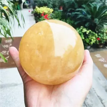 Хрустальный шар из цитрина и кальцита WEI HONG + деревянный браслет