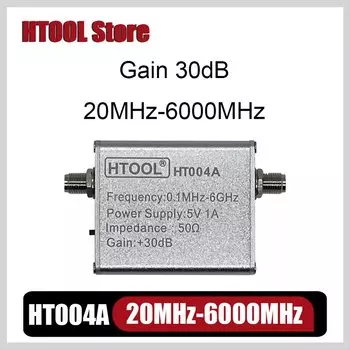 HTOOL HT004 4A Усилитель сигнала с низким уровнем шума 100k-6GHz Широкополосный предусилитель Полнодиапазонный TQP3M9037 Усилитель 10M-6GHz Усиление 20DB LNA