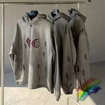 Худи мужское оверсайз в стиле ретро с дырками