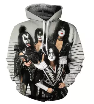 Худи с 3D принтом KISS рок-группы для мужчин и женщин, Модный повседневный свитшот, Худи оверсайз, детские пуловеры, спортивный костюм, одежда на осень