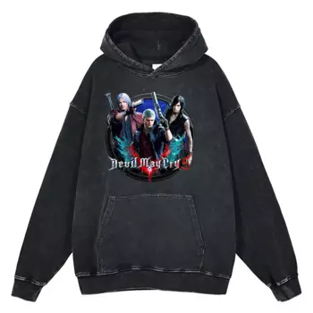 Худи с графическим принтом Game Devil May Cry 5, винтажная Хлопковая мужская одежда, осенняя уличная одежда оверсайз