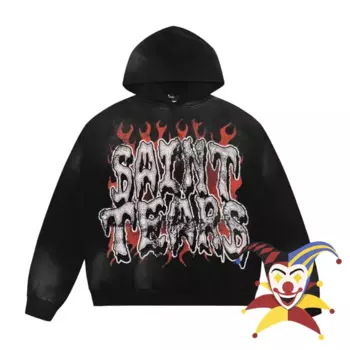 Худи с надписью Saint Tears Flame, мужские и женские черные пуловеры
