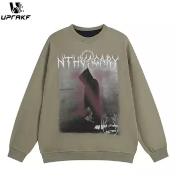 Худи с принтом дьявола и длинным рукавом, в стиле хип-хоп