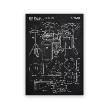Художественный плакат Snare Drum Patent Dyna Sonic Drummer aooins