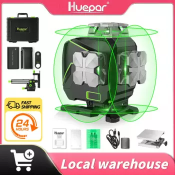 Huepar 16-линейный 4D перекрестный лазерный уровень S04CG с ЖК-экраном Bluetooth и функциями дистанционного управления Самовыравнивающийся зеленый луч