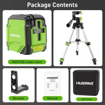 Huepar 2-линейный самовыравнивающийся лазерный уровень зеленый луч