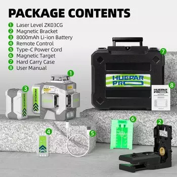 Huepar 3D 12 Линий Лазерный Уровень ZK03CG-L