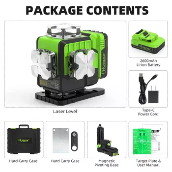 Huepar P04CG 4D Зеленый Лазерный Уровень