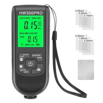 HW-300PRO цифровой тестер автомобильной краски, автоматический толщиномер 0-2000 мкм, тестер толщины пленки автомобильной краски