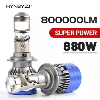 HYNBYZJ 880 Вт H7 H4 Светодиодная фара с мини-объективом проектора H9 H11 9005 9006 Автоматическая лампа ближнего света Canbus для автомобиля/двигателя 12 В 24 В