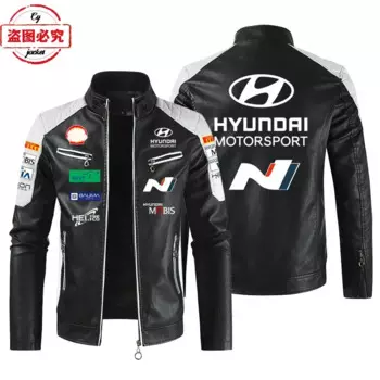 Hyundai N Racing Кожаная мужская куртка с логотипом WRS Rally Hyundai N Team Uniform