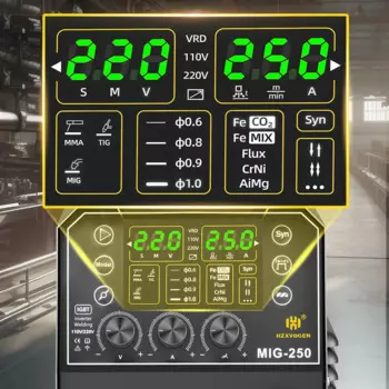 HZXVOGEN MIG 250 4 в 1 алюминиевый сварочный аппарат MMA/MIG/Lift TIG/Stick цифровой полуавтоматический инверторный сварочный аппарат газовый безгазовый сварочный аппарат