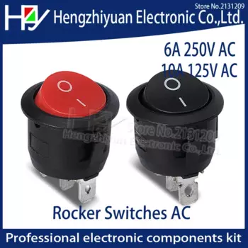 Hzy 5 шт./лот 6A250V 10A125V AC кнопочный переключатель в форме корабля мини круглый черный красный 3 Pin SPDT ВКЛ-ВЫКЛ клавишный переключатель оснастки