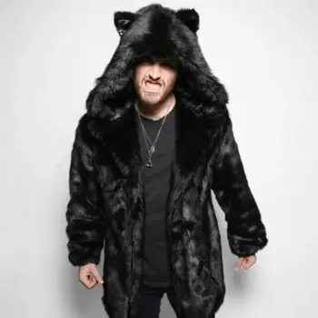 И Европейская и американская Новая шуба из искусственного меха, мужское зимнее теплое Мраморное пальто для отдыха, мужское длинное пальто с капюшоном