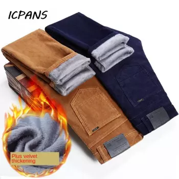 ICPANS флисовые бархатные вельветовые брюки, утепленные зимние брюки, мужские прямые тонкие повседневные брюки, зима 2020