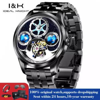 IDEAL KNIGHT 6805 автоматические ручные часы с турбийоном, полые механические часы для мужчин, роскошные водонепроницаемые мужские часы с сапфировым зеркалом
