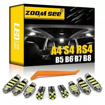 Идеальная белая светодиодная лампа Canbus без ошибок, внутренняя купольная карта, комплект верхнего освещения для Audi A4 S4 RS4 B5 B6 B7 B8 (1966-2015 гг.)