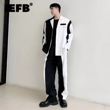 IEFB контрастного цвета, костюм из двух предметов, мужские деловые комплекты, корейский стиль, повседневный трендовый пиджак, куртка, широкий свободный костюм, брюки 9C877