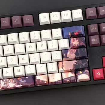 Игра Genshin Impact Hutao 134, колпачок для ключей PBT DYE, сублимационный вишневый профиль MX, переключатель поперечной оси для механической клавиатуры, игровой подарок