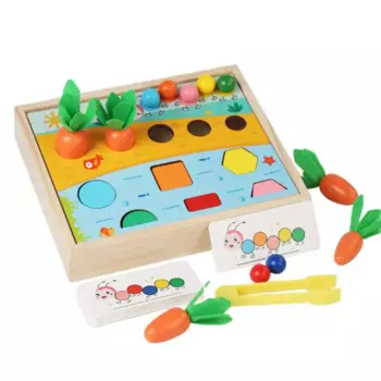 Игра урожая моркови, деревянная игрушка, деревянная Ферма для моркови, игрушки с цветными бусинами, деревянные сенсорные игрушки, игра с мелким мотором, урожай моркови