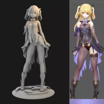 Игровая анимационная фигурка Genshin Impact Fischl Empress Amy 1/24 GK 1/12 ручная 3D-печать Смола Модель не окрашенная