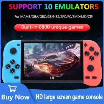 Игровая консоль 5,1-дюймовый цветной TFT-экран 6800+, не повторяющаяся игровая портативная игровая консоль в стиле ретро, аркадный HD-видеоплеер