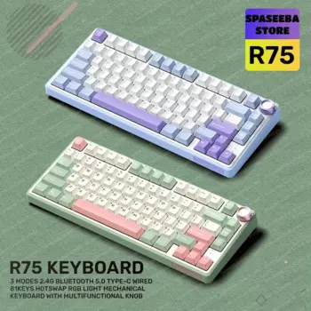 Игровая механическая клавиатура R75, 2,4 клавиши, ГГц, Bluetooth, беспроводная/Проводная клавиатура RGB HotSwap, Игровая клавиатура teclado с прокладкой