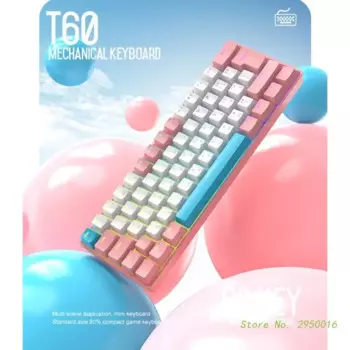 Игровая механическая мини-клавиатура T60 с русской раскладкой, 62 клавиши, RGB, Type-C, проводная игровая клавиатура 60%, эргономичная клавиатура для геймеров
