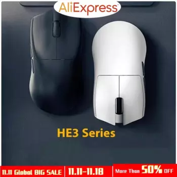 Игровая мышь IROK He3, 3 режима, легкая перезаряжаемая фотоэлектрическая мышь Paw3395 26000dpi для киберспорта