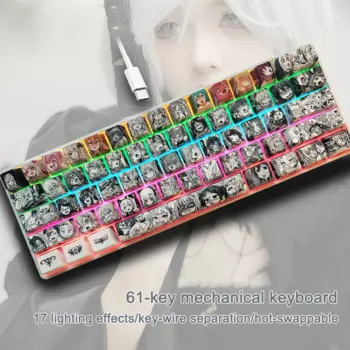Игровая/Офисная мини-клавиатура с 61 клавишами, русская и Корейская клавиатура PBT Type-C, проводная компактная компьютерная клавиатура RGB смешанного света для Win/Mac