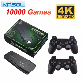 Игровая приставка M8, 64 ГБ, 10000 встроенных игр, Эмулятор игровой консоли в ретро стиле, беспроводной двойной контроллер, рождественский подарок