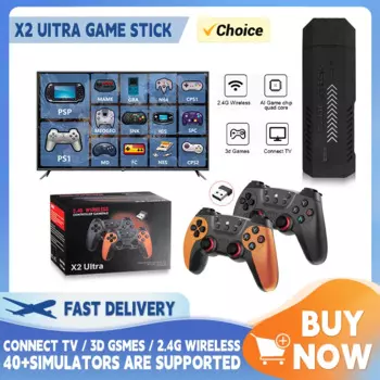 Игровая приставка X2 Ultra в стиле ретро со встроенными 37000 + играми, 40 симуляторов, видеоконсоли 4K HD TV, портативный игровой плеер, Беспроводная игровая консоль