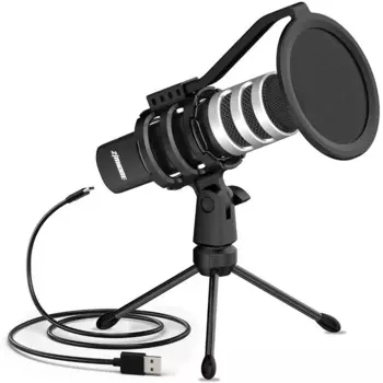 Игровой микрофон, USB-микрофон для ПК для подкастов, видео, потоковая передача, штатив для конденсаторного микрофона, амортизирующее крепление, совместим с PS4/5/ПК