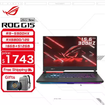 Игровой ноутбук ASUS ROG Strix G15, AMD Ryzen 9 5900HX 16 Гб ОЗУ 512 Гб SSD, экран 300 Гц, 15,6 дюйма, Электронный Спортивный компьютер