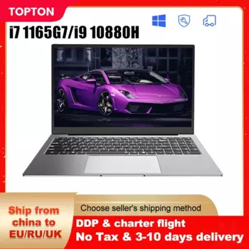 Игровой ноутбук Topton, 15,6 дюймов, Intel Core i9 10880H i7 1165G7 NVIDIA MX450, ультрабук со сканером отпечатков пальцев, Windows 11 10 WiFi BT
