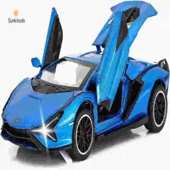 Игрушечные автомобили, металлическая модель автомобиля со встроенным звуком, игрушечный автомобиль для мальчиков в возрасте от 6 лет (синий)